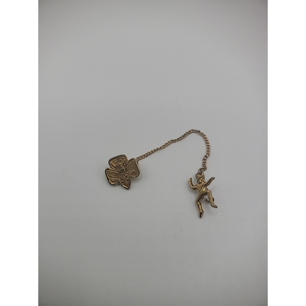 Antique Vintage .925 Sterling Silver GS Girl Scout Double Brooch Pin Jewelry - Picture 4 of 11